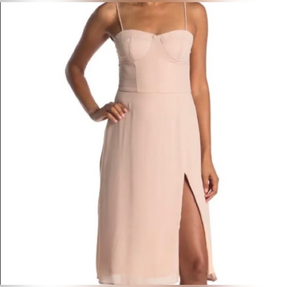 NWT! Pink Socialite Summer Sweetheart Midi Women's Blush Side Slit Dress Small - Picture 4 of 11